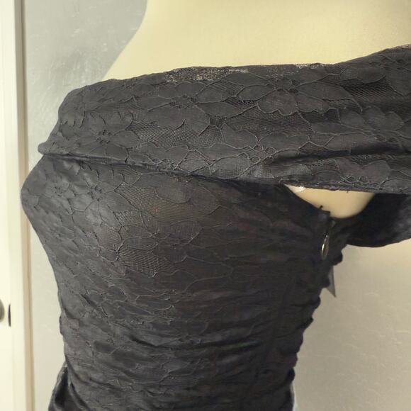 Lulus Sultry Whimsy Black Lace Off-the-Shoulder Bodysuit, Small, 2495831 - Picture 5 of 8